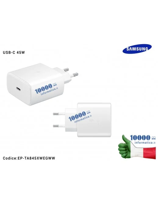 EP-TA845XWEGWW Caricabatterie USB-C [45W] SAMSUNG (BIANCO) EP-TA845XWE (BULK) Super Fast Charge 2.0 Galaxy Note 10+ S20 Ultra