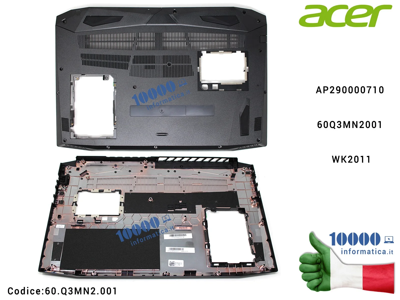 60.Q3MN2.001 Bottom Case Scocca Inferiore ACER Nitro AN515-42 AN515-52 AN515-53 AP290000710 60.Q3MN2.001 60Q3MN2001 WK2011