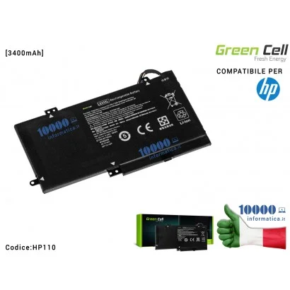 HP110 Batteria HSTNN-UB6O Green Cell Compatibile per HP x360 13-S 15-BK 15-W M6-W [3400mAh] 796220-541 796356-005 LE03XL