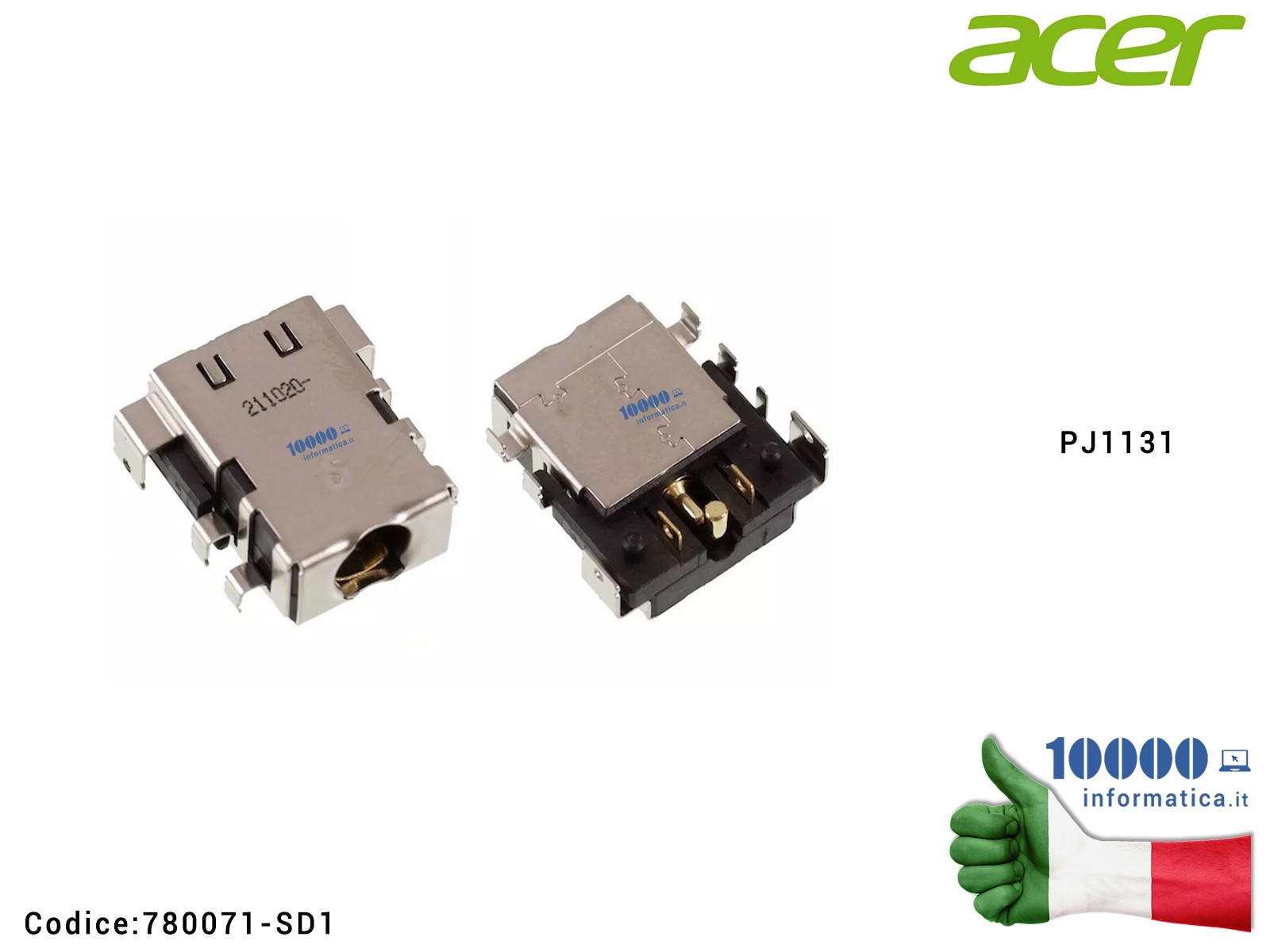 780071-SD1 Connettore DC Power Jack ACER AN515-56 AN515-57 HELIOS 300 Connettore DC Power Jack PJ1131 ACER Nitro 5 AN515-44 A...