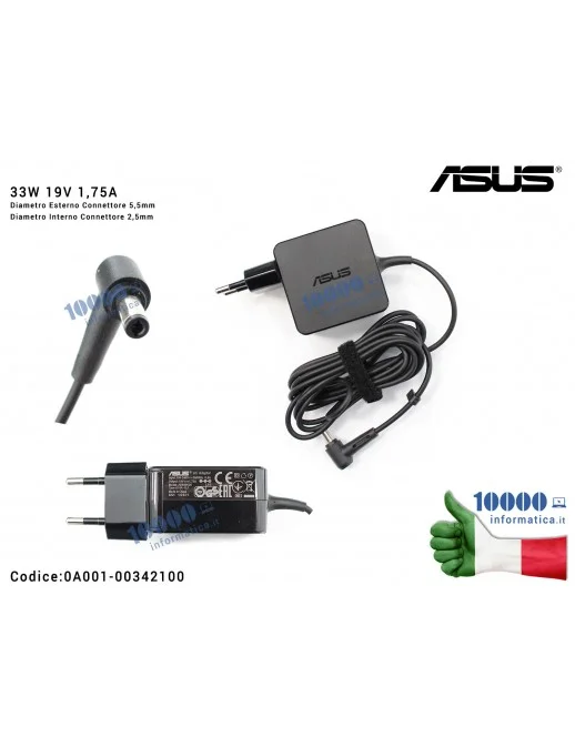 0A001-00342100 Alimentatore ASUS 33W 19V 1,75A [5,5 x 2,5 mm] X451 X451M X451MA X551 X551M X551MA X705M X705N X751 X751M X751...