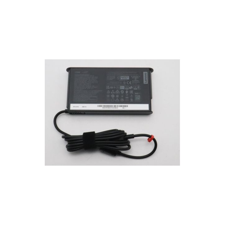 02DL136 Lenovo 170W AC adapter for Lenovo ThinkPad laptops, 20V output, 8.5A current, yellow slim tip connector, universal input