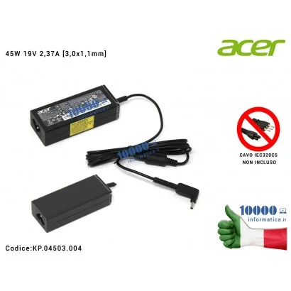 KP.04503.004 Alimentatore ACER 45W 19V 2,37A [3,0 x 1,1mm] Aspire S5-371 SW3-013 SW5-271 V3-331 V3-371 V3-372 Chromebook C730...