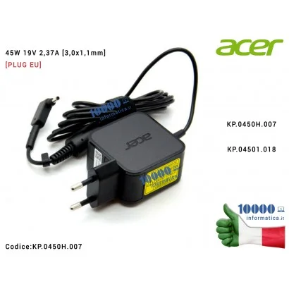 KP.0450H.007 Alimentatore ACER 45W 19V 2,37A [3,0x1,1mm] Spin SP111-34N SP314-52 SP513-53N Swift SF313-51 SF314-55 SF314-56 S...
