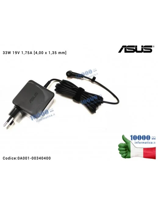Alimentatore ASUS 33W 19V 1,75A [4,0 x 1,35 mm] X509 X553 X553 S200 SF553 200SA X200CA F200MA F553M F553MA X453MA X553M X553MA 0
