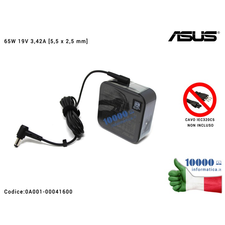 Alimentatore ASUS 65W 19V 3,42A [5,5 x 2,5 mm] 0A001-00042100 ADP-65GD 0A001-00448900 K555L K55 K56C K60I S550C S551L S56C X450C