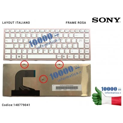 148779041 Tastiera Italiana SONY VPC-S VPC-S11 VPC-S12 VPC-S13 (BIANCA - FRAME ROSA)