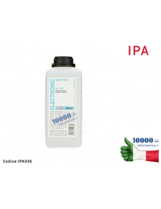 IPA036 Elettronic Water IPA Acqua Distillata Deionizzata ADR [1 LT] Art. 036 -0,1 uS Bassa Conducibilità