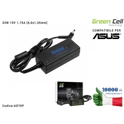 AD70P Alimentatore ASUS 33W 19V 1,75A [4,0x1,35mm] Green Cell PRO Compatibile ASUS VivoBook F200CA F200MA F201E Q200E S200E X...