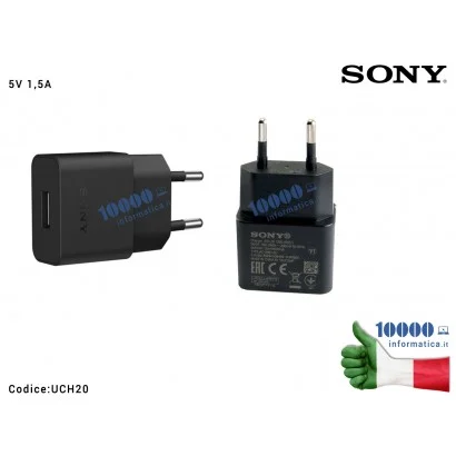 UCH20 Carica Batteria USB SONY 5V 1,5A Xperia Z5 Z3+ M4 M5 Z3 Z5 Compact [NERO]