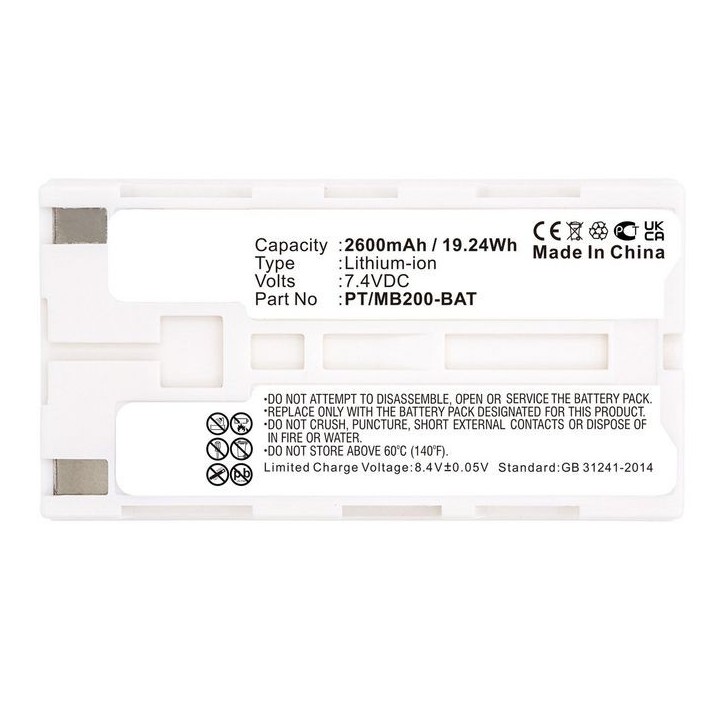 MBXPR-BA083 CoreParts Batteria for Portable Printer 19.24Wh Li-ion 7.4V 2600mAh for Sato MB200 MB200i MP350 STM200SL PT/MB200-BA