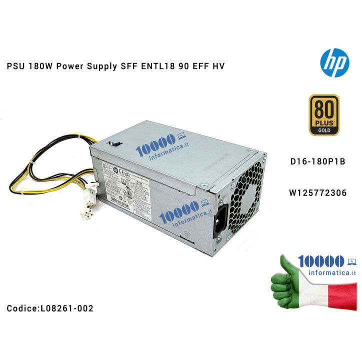 Alimentatore HP 180W Pavillion 590 590-P 590-P0100NA PSU D16-180P1B Power Supply SFF ENTL18 90 EFF HV 80 Plus Gold L08660-800 L0