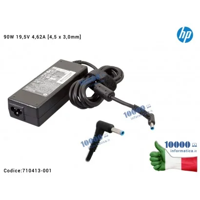 710413-001 Alimentatore HP 90W 19,5V 4,62A [4,5 x 3,0 mm] Envy 15-J 15-K 17-J 17-K Pavilion 14-E 15-E 17-E 15-AK 15-P 17-F Pr...