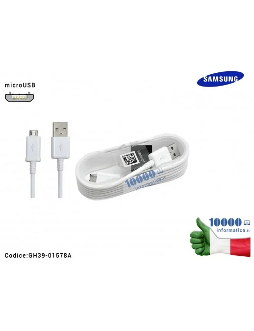 GH39-01578A Cavo Dati Ricarica microUSB SAMSUNG ECB-DU4EWE [BIANCO] (1,5 metri)
