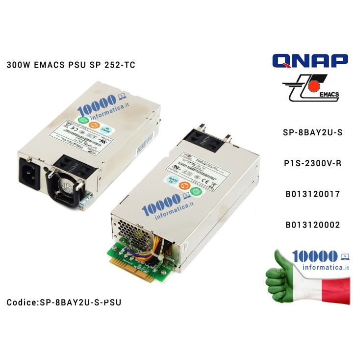 Alimentatore QNAP 300W Power Supply SP 252-TC EMACS PSU P1S-2300V-R B013120017 B013120002 SP-8BAY2U-S-PSU TS-EC879U TS-879U TS-8