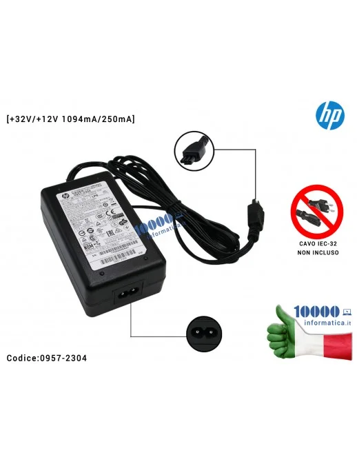 0957-2304 Alimentatore Stampante HP OfficeJet 6100 6600 6700 7110 7510 7610 Photosmart 7510 7550 7150 7350 [32V/12V 1094mA/25...