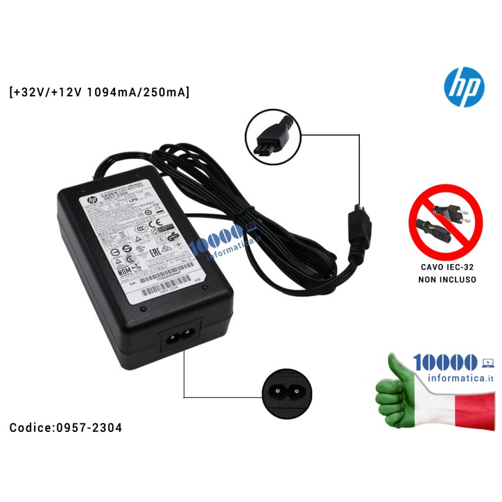 Alimentatore Stampante HP OfficeJet 6100 6600 6700 7110 7510 7610 Photosmart 7510 7550 7150 7350 [32V/12V 1094mA/250mA] DeskJet 