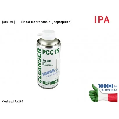 IPA201 Cleanser IPA PCC15 Bomboletta Spray Alcool Isopropanolo Isopropilico [400 ML] Art. 201 per pulizia contatti chip mainb...
