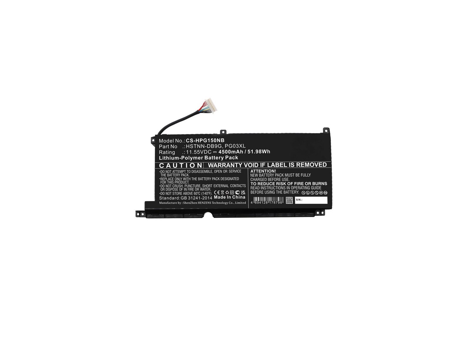 MBXHP-BA0305 MBXHP-BA0305 CoreParts Batteria for HP Notebook Laptop 51.98Wh Li-Polymer 11.55V 4500mAh Black for Gaming Pavili...