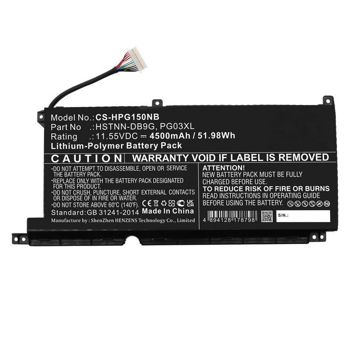 MBXHP-BA0305 CoreParts Batteria for HP Notebook Laptop 51.98Wh Li-Polymer 11.55V 4500mAh Black for Gaming Pavilion 15-dk0001ne G MBXHP-BA0305 CoreParts Batteria for HP Notebook Laptop 51.98Wh Li-Polymer 11.55V 4500mAh Black for Gaming Pavilion 15-dk0001ne G