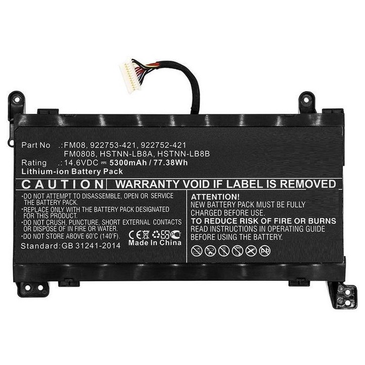 MBXHP-BA0219 CoreParts Laptop Batteria for HP 77WH Li-ion 14.6V 5.3Ah with 16pins connector for Omen 17-AN Omen 17-AN003NI Omen MBXHP-BA0219 CoreParts Laptop Batteria for HP 77WH Li-ion 14.6V 5.3Ah with 16pins connector for Omen 17-AN Omen 17-AN003NI Omen