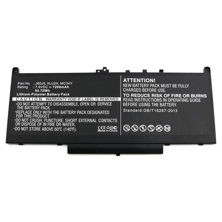 MBXDE-BA0127 CoreParts Laptop Batteria for Dell 55Wh Li-Pol 7.6V 7200mAh Black Latitude 12 E7270 Latitude 12 E7470 J60J5 MC34Y 2