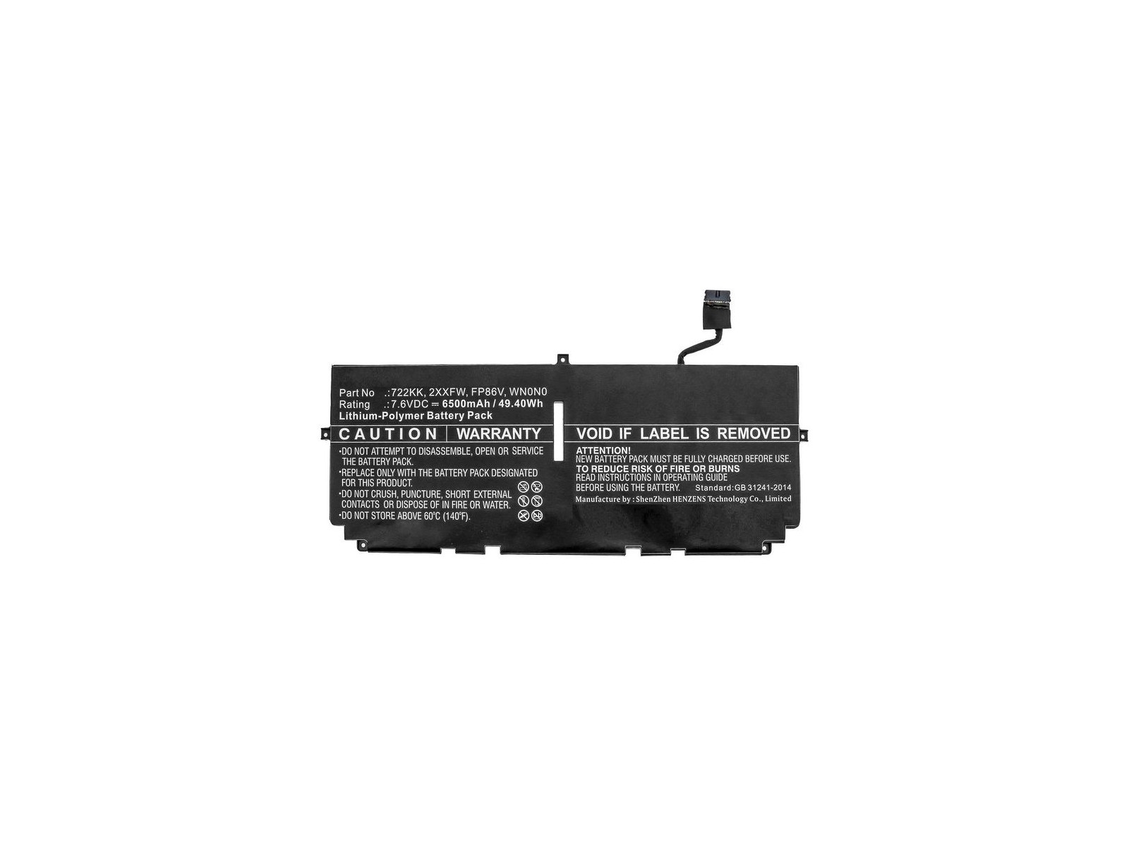 MBXDE-BA0246 MBXDE-BA0246 CoreParts Laptop Batteria for Dell 49.40Wh Li-Polymer 7.6V 6500mAh for Dell XPS 13 9300 XPS 13 9300...