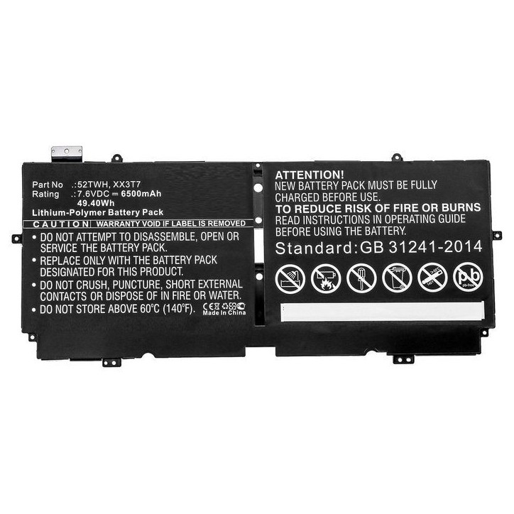 MBXDE-BA0222 CoreParts Laptop Batteria for Dell 49.40Wh Li-Pol 7.6V 6500mAh Black for Dell Notebook Laptop XPS 13 7390 0XX3T7 00