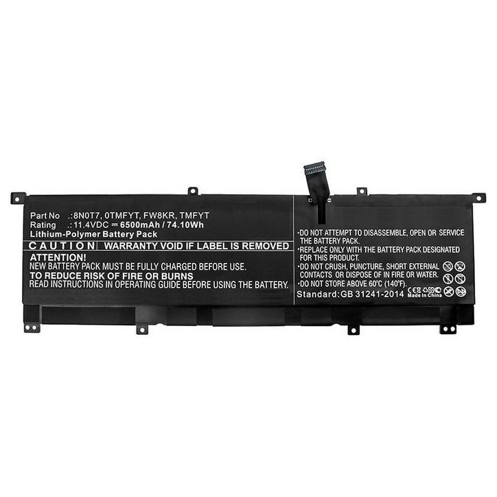 MBXDE-BA0183 CoreParts Laptop Batteria for Dell 68WH Li-ion 11.4V 6Ah Dell 5530 2-in-1 XPS 15 2-in-1 XPS 15 9575 0TMFYT 8N0T7 TM MBXDE-BA0183 CoreParts Laptop Batteria for Dell 68WH Li-ion 11.4V 6Ah Dell 5530 2-in-1 XPS 15 2-in-1 XPS 15 9575 0TMFYT 8N0T7 TM