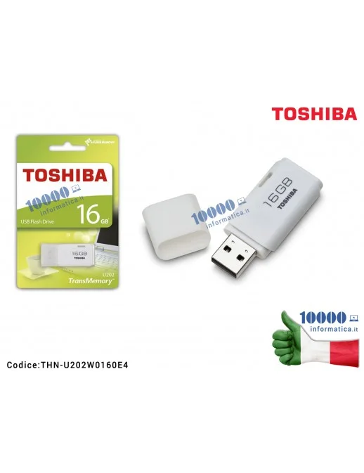 THN-U202W0160E4 Chiavetta USB Pen Drive TOSHIBA TranMemory U202 HAYABUSA USB 2.0 [16 GB]