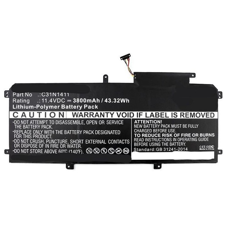 MBXAS-BA0115 CoreParts Laptop Batteria for Asus 42Wh Li-Pol 11.55V 3610mAh Black U305CA6Y30 U305F 13.3 inch U305FA5Y10 U305FA5Y7