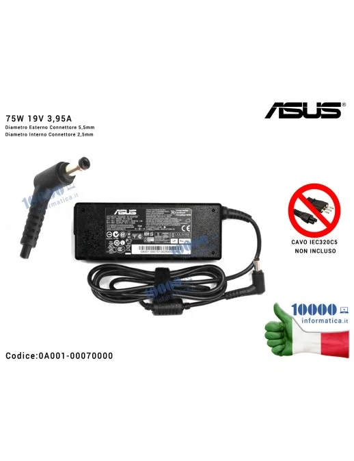 0A001-00070000 Alimentatore ASUS 75W 19V 3,95A [5,5 x 2,5 mm]