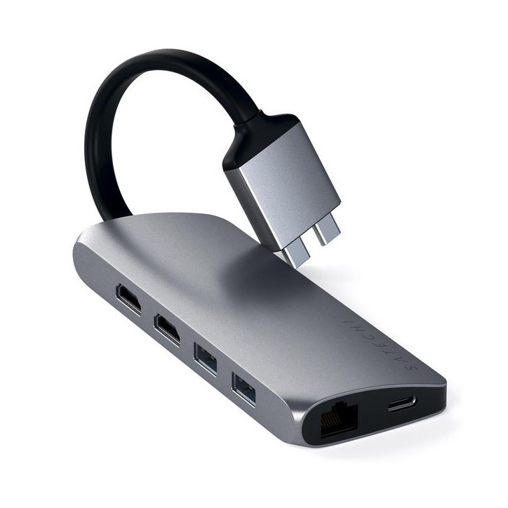 ST-TCDMMAM Satechi 2 x USB-C 2 x HDMI 2 x USB Type A USB Type C Ethernet card reader Gray ST-TCDMMAM Satechi 2 x USB-C 2 x HDMI 2 x USB Type A USB Type C Ethernet card reader Gray