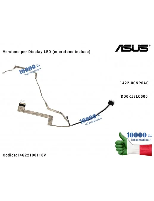 14G22100110V Cavo Flat LCD ASUS K52 K52F K52JR [Versione per Display LED] (microfono incluso) 1422-00NP0AS DD0KJ3LC000 K52DY ...