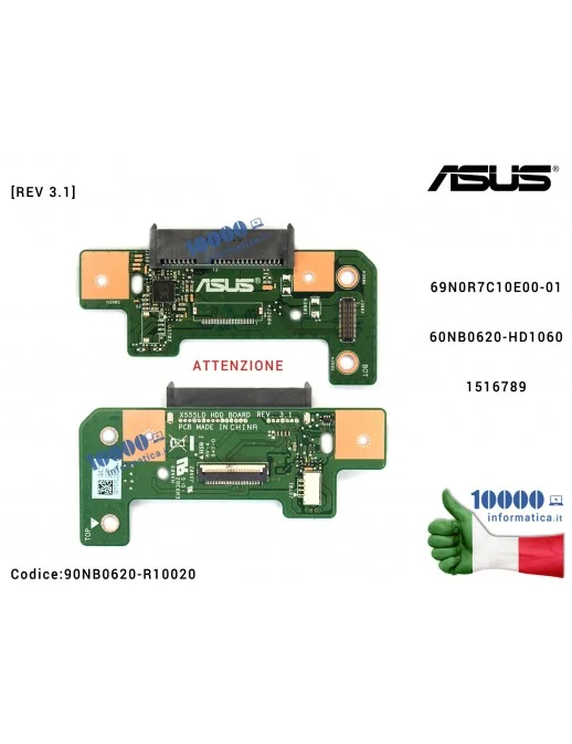 90NB0620-R10020 Connettore HDD Board Hard Disk [REV 3.1] (VERS. 1) ASUS X555LD F555LD F555LA X555LA A555LN X554L 69N0R7C10E00...
