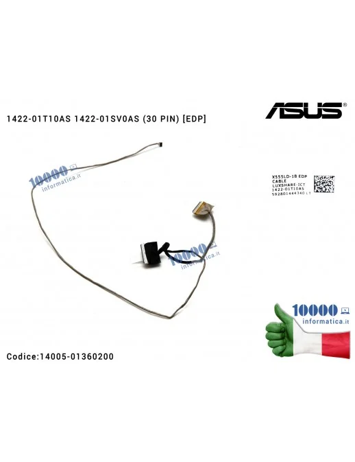 14005-01360200 Cavo Flat LCD ASUS [30 PIN] X555LD X555L K555 A555 F555 A555L F555L K555L R556L X554L 1422-01T10AS 1422-01SV0A...