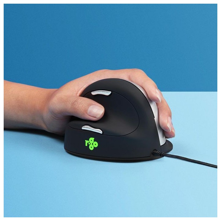 RGOBRHEMLL R-Go Tools R-Go HE Break Mouse, Ergonomic mouse, Anti-RSI software, Large (Hand Size above 185mm), Left Handed, Wired
