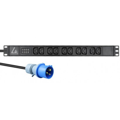 LVR-3MIEC-AMP-10C13 LVR-3MIEC-AMP-10C13 Lanview 19'' rack mount power strip, 3m, 16A with 10 x C13 socket and AMP meter