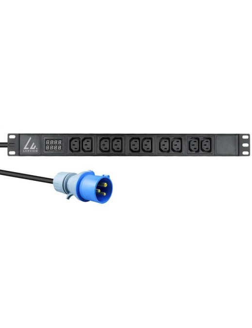 LVR-3MIEC-AMP-10C13 LVR-3MIEC-AMP-10C13 Lanview 19'' rack mount power strip, 3m, 16A with 10 x C13 socket and AMP meter