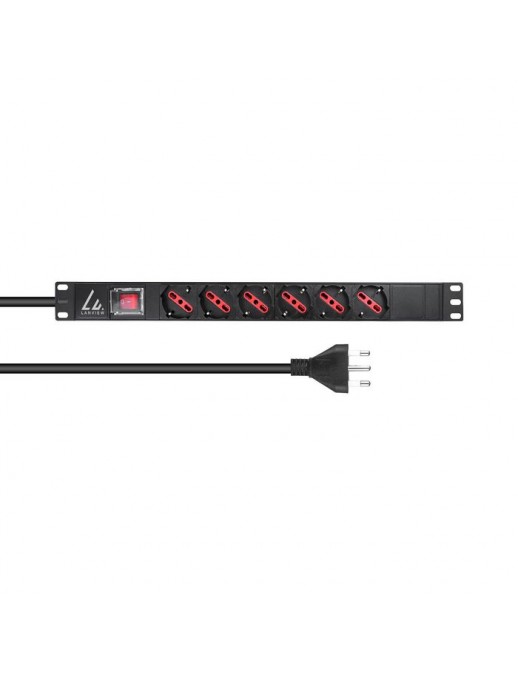 LVR-2MIT-SW-IT6 LVR-2MIT-SW-IT6 Lanview 19'' rack mount power strip, 2m, 13A with 6 x Schuko/italian type socket