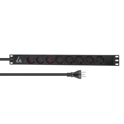 LVR-2MDK-LIC-DK8 LVR-2MDK-LIC-DK8 Lanview 19'' rack mount power strip, 2m, 13A with 8 x danish type K socket