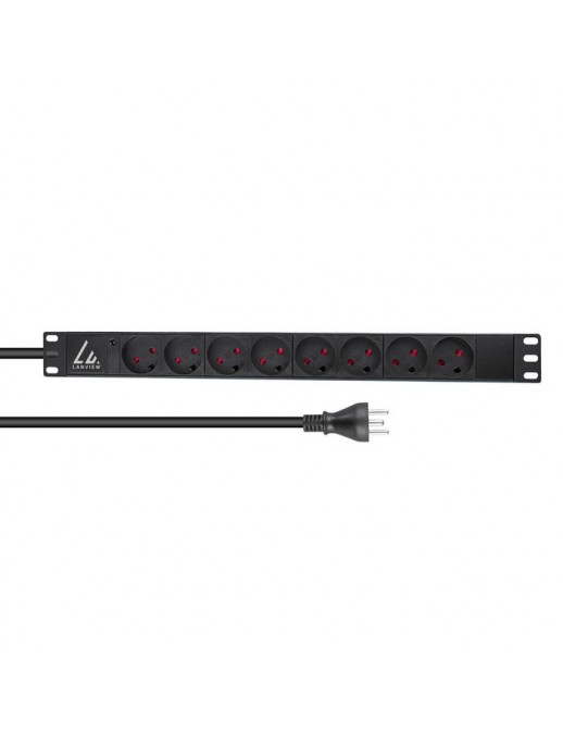 LVR-2MDK-LIC-DK8 LVR-2MDK-LIC-DK8 Lanview 19'' rack mount power strip, 2m, 13A with 8 x danish type K socket