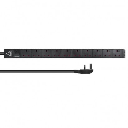 LVR-3MUK-SPD-UK10 LVR-3MUK-SPD-UK10 Lanview UK Rack mount power strip, 5m, 13A with 10 x UK socketsvertical PDU