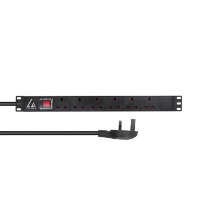 LVR-3MUK-SW-UK6 LVR-3MUK-SW-UK6 Lanview UK Rack mount 19" power strip, 3m, 1U 13A with 6 x UK sockets