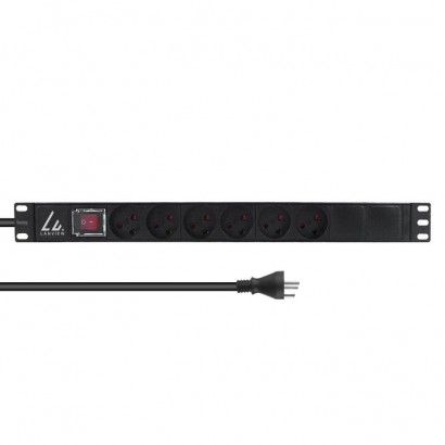 LVR-3MDK-SW-DK6 LVR-3MDK-SW-DK6 Lanview 19'' rack mount power strip, ON/OFF switch 13A with 6 x Danish type K socket