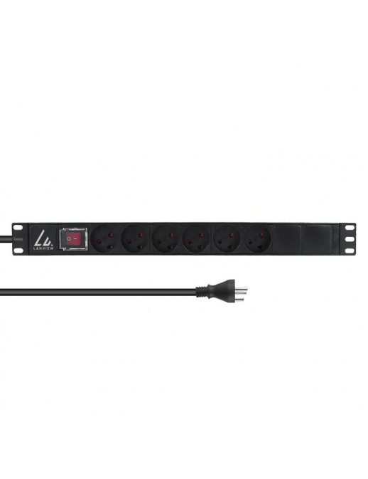 LVR-3MDK-SW-DK6 LVR-3MDK-SW-DK6 Lanview 19'' rack mount power strip, ON/OFF switch 13A with 6 x Danish type K socket