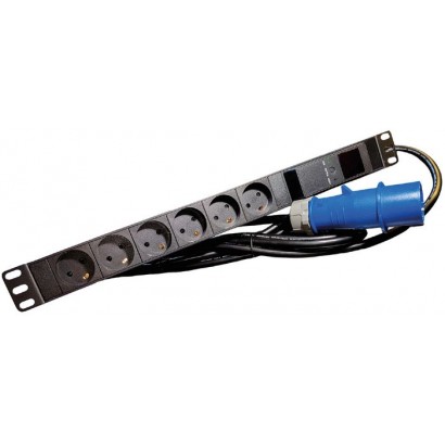 LVR261876D LVR261876D Lanview 19'' rack mount power strip, 4m, 16A with 6 x Danish type K grounded sockets