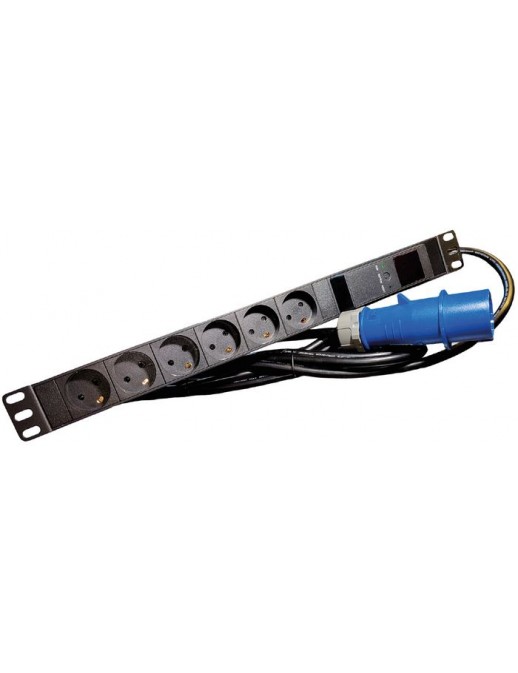 LVR261876D LVR261876D Lanview 19'' rack mount power strip, 4m, 16A with 6 x Danish type K grounded sockets