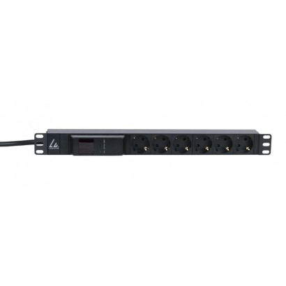 LVR261876S LVR261876S Lanview 19'' rack mount power strip, 4m, 16A with 6 x Schuko type F socket and AMP meter