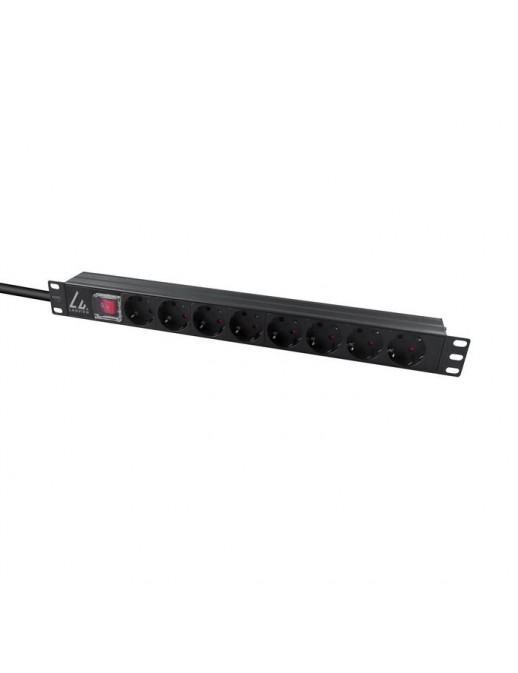 LVR-2MSCH-SCH-C13-8 LVR-2MSCH-SCH-C13-8 Lanview 19'' rack mount power strip, 1U, 10A with 8 x Schuko socket, C14 plug